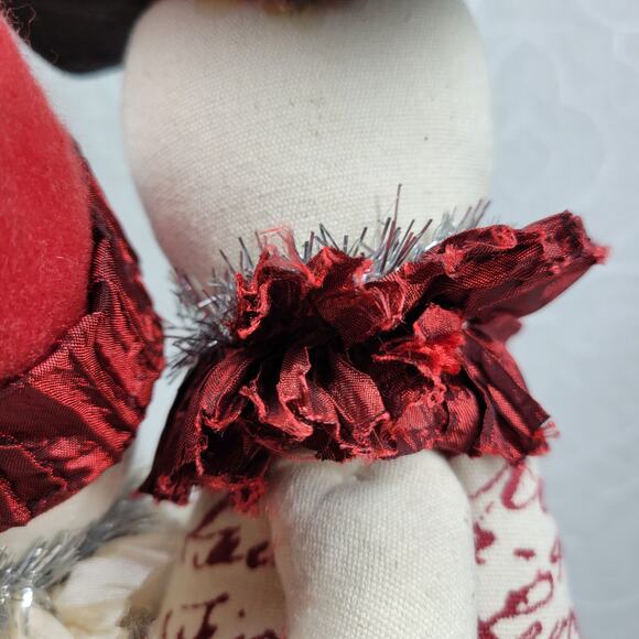 Snowman Couple Doorstop 14" Handmade Weighted Plush Winter Holiday Decor Pair - Picture 9 of 16